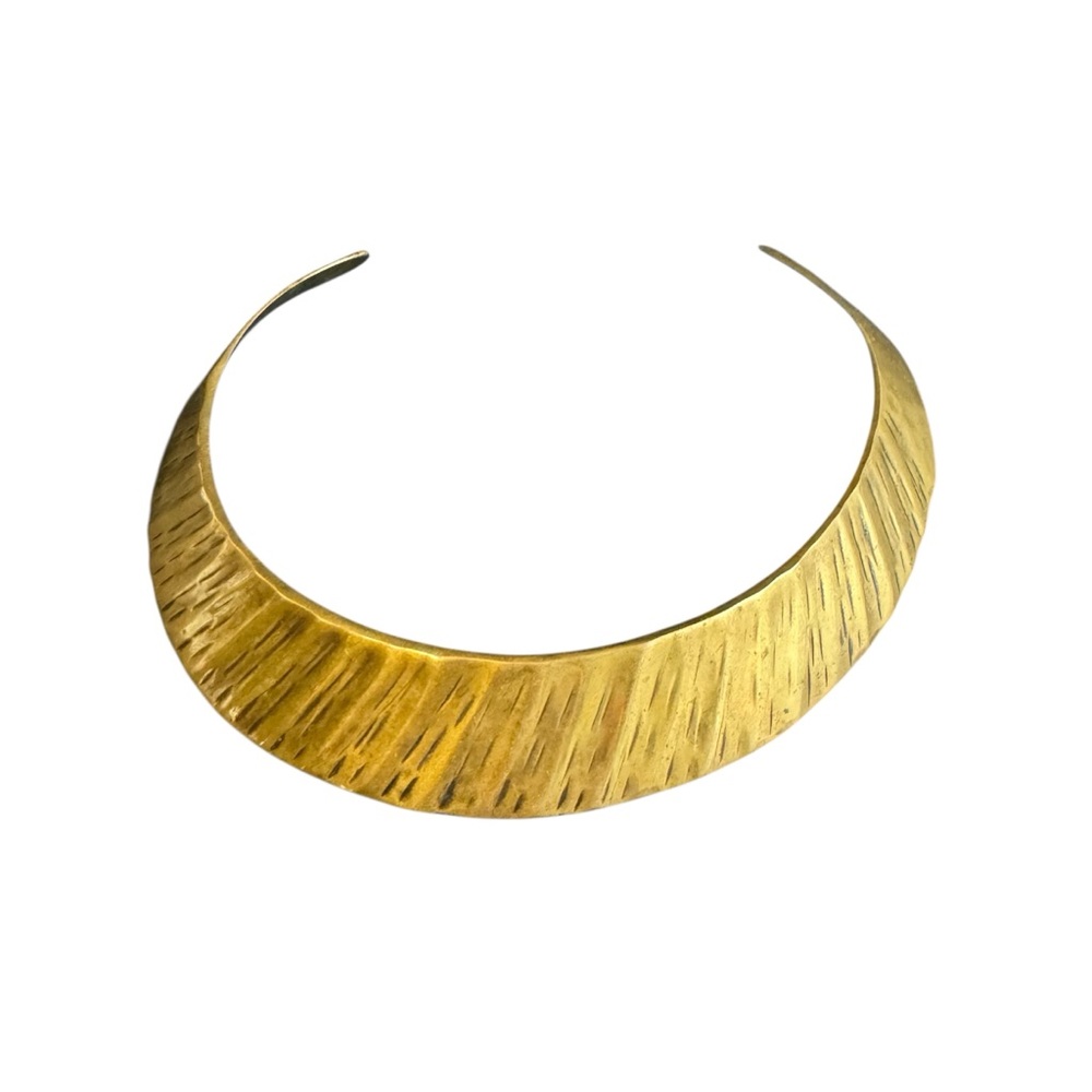 Vintage Solid Brass Collar‎ Necklace Choker Neck Cuff Egyptian Revival Torque